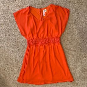 FRANCESCA’S | orange dress with lace waist